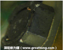 使用銀(Ag)鍍層的電源電感器(Power Inductors)，經(jīng)過推力測試后，零件端點(diǎn)上已經(jīng)看不到任何鍍層的痕跡了，所以其耐推力就比較小。