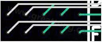 兩個(gè)過(guò)孔間能過(guò)兩根線的BGA出線，共用2個(gè)走線層