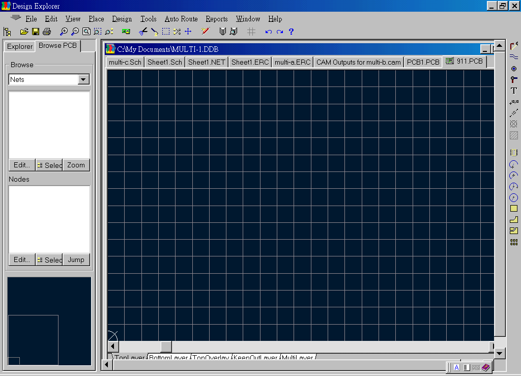 先預備一個PCB編輯環(huán)境，不必設置邊界。