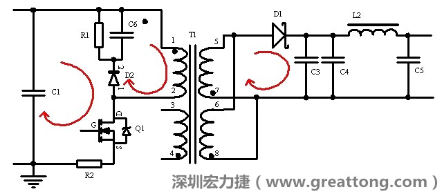 元件布局的時(shí)候，要優(yōu)先考慮高頻脈沖電流和大電流的環(huán)路面積，盡可能地減小,以抑制開關(guān)電源的輻射干擾