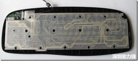 現(xiàn)在的電腦鍵盤拆開被蓋后就只看到一片約5mmx3mm的電路板及兩片取代原本電路板的PTF。