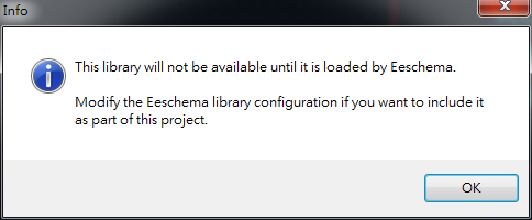 存檔離開(kāi)。它會(huì)提醒你，要增加library搜尋路徑， 不然無(wú)法在library browser 找到你的library 