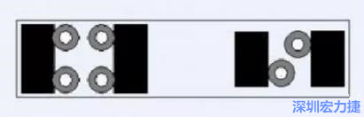 對于大尺寸的電容，比如板級濾波所用的鉭電容，推薦用圖中的安裝方法