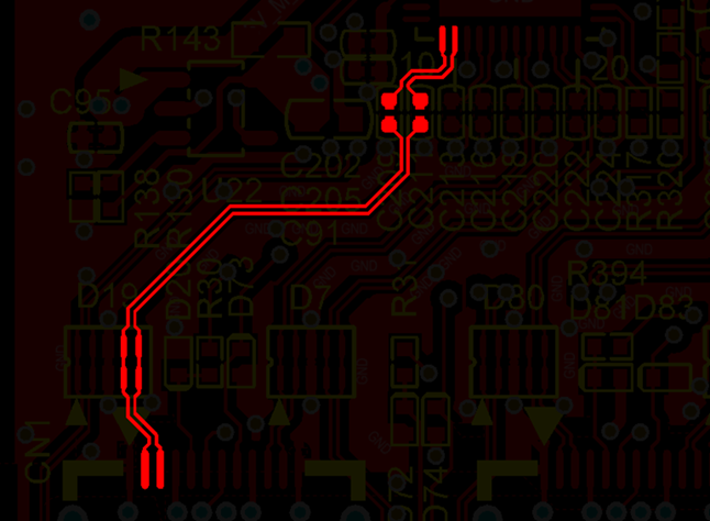 差分線盡量走等長線、等距，避免時序偏差及共模干擾